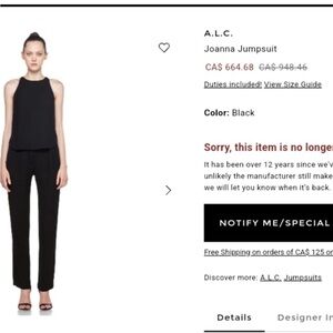 A.L.C Joanna Open back Jumpsuit